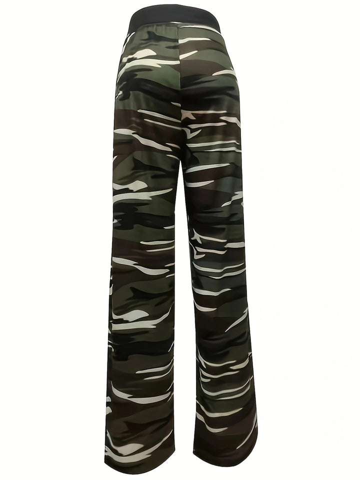 Damen Bequeme Cargohose mit elastischem Bund und stylishen Camouflagemuster Drune