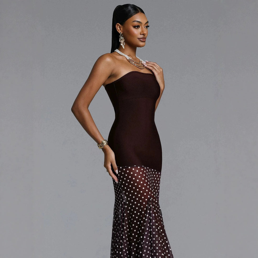 Damen Elegantes Stretch-Top mit transparentem Rüschenrock Drune