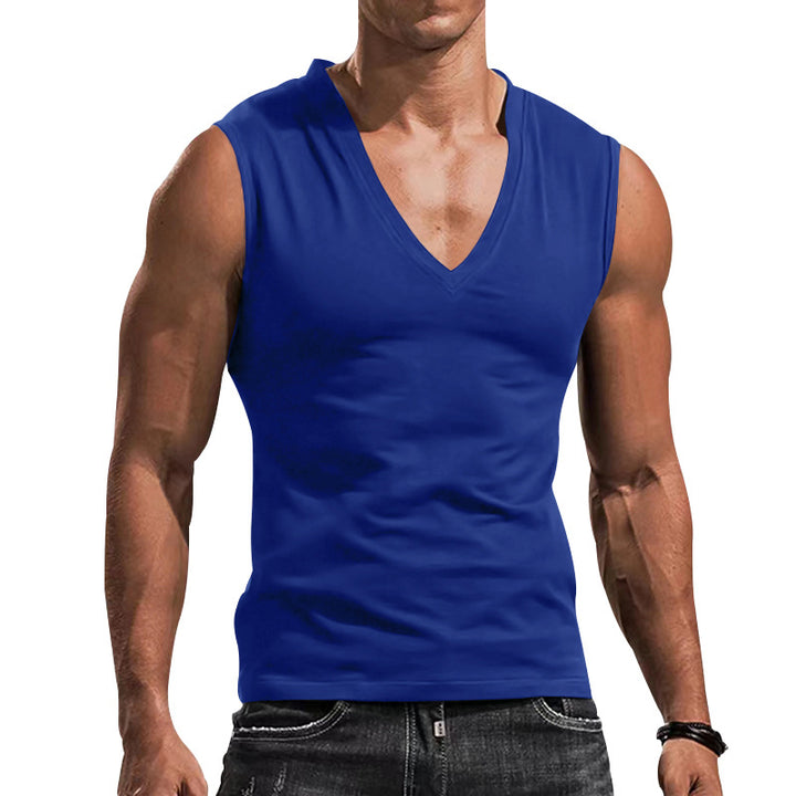Herren ärmelloses V-Ausschnitt T-Shirt aus atmungsaktivem Material Drune