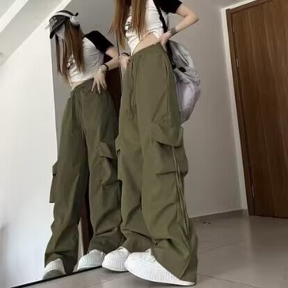 Damen nan ultraleichte Freizeit-Hose mit hohem Elastikbund, Kordelzug und verstellbarem Beinabschluss Drune