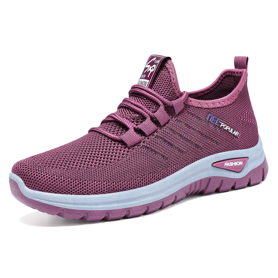 Damen nan leichte gestrickte Freizeitsneaker mit elastischem Schnellzug-Kordelsystem und stoßdämpfender EVA-Sohle Drune
