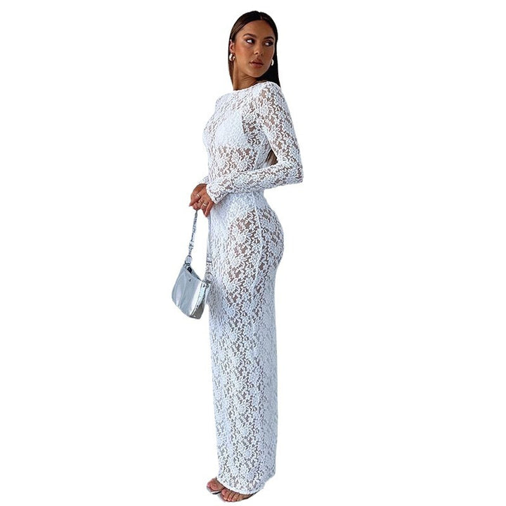 Damen Spitzenkleid mit langen Ärmeln Drune