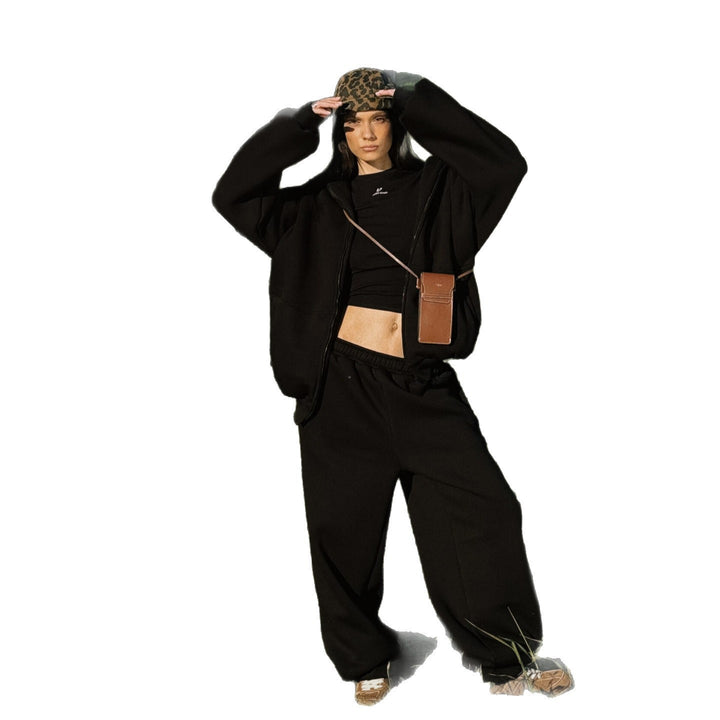 Damen kuscheliger Hoodie mit Reißverschluss und breitem Schnitt Drune