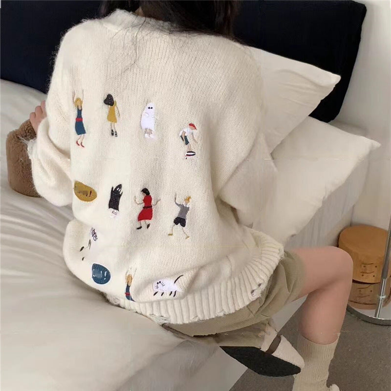 Damen Grober Strickcardigan mit praktischen Taschen und Knopfdetails Drune