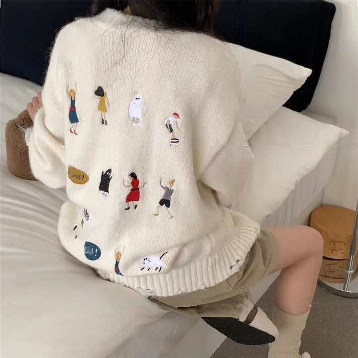 Damen Grober Strickcardigan mit praktischen Taschen und Knopfdetails Drune
