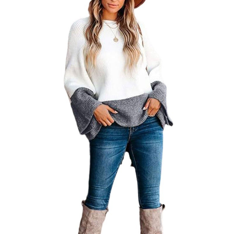 Damen lässiger Pullover mit modernem Farbblock-Design Drune
