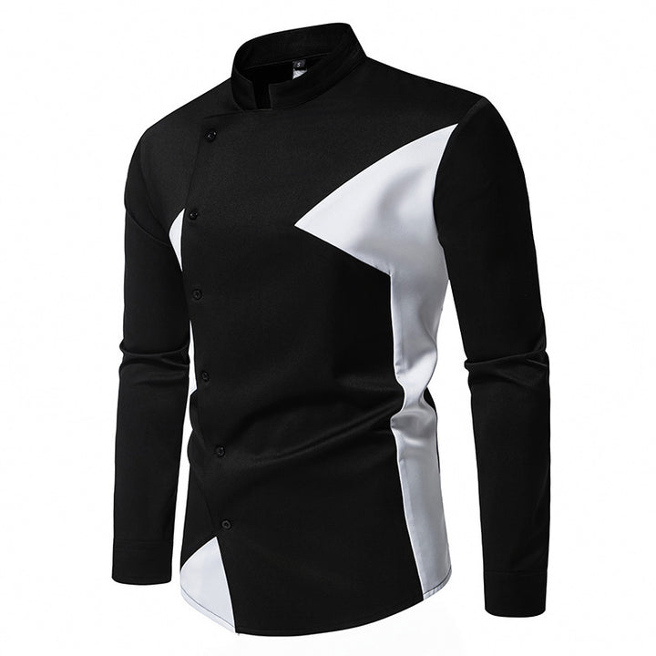 Herren modisches Designerhemd mit asymmetrischem Schnitt und innovativem Knopfdesign Drune