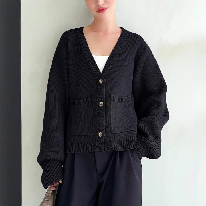 Damen Strickjacke mit weiten Ärmeln und praktischen Taschen Drune