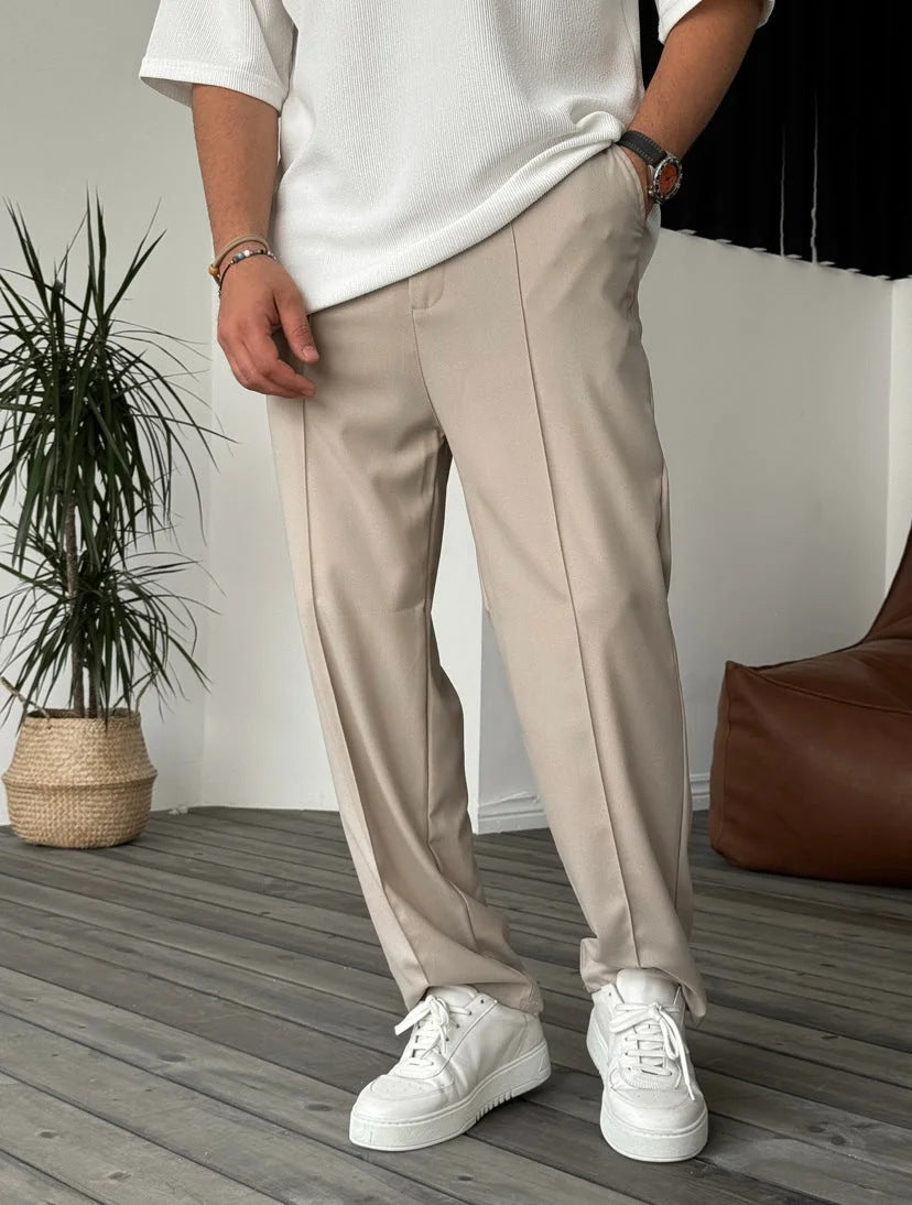 Herren elegante und bequeme Chinohose mit Falten Drune