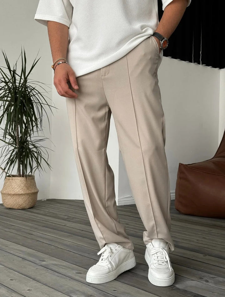 Herren elegante und bequeme Chinohose mit Falten Drune