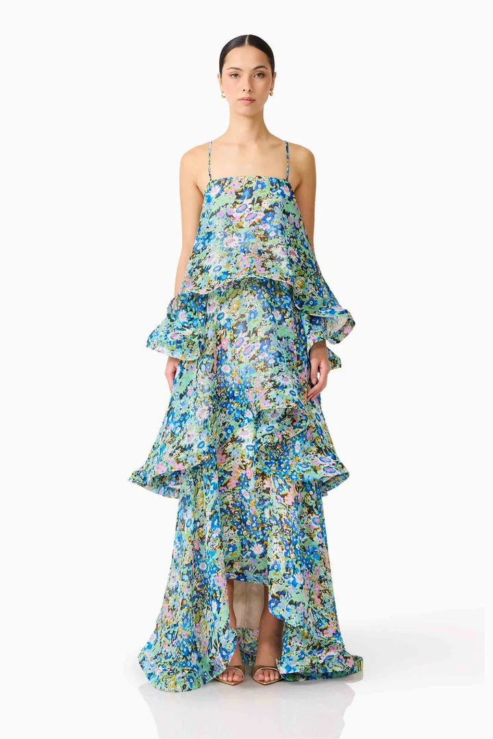 Damen Maxi Kleid mit Volant-details Drune