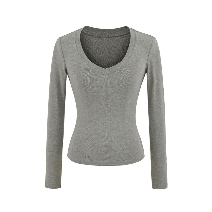 Damen Langarmshirt mit V-Ausschnitt und figurbetonendem Schnitt Drune