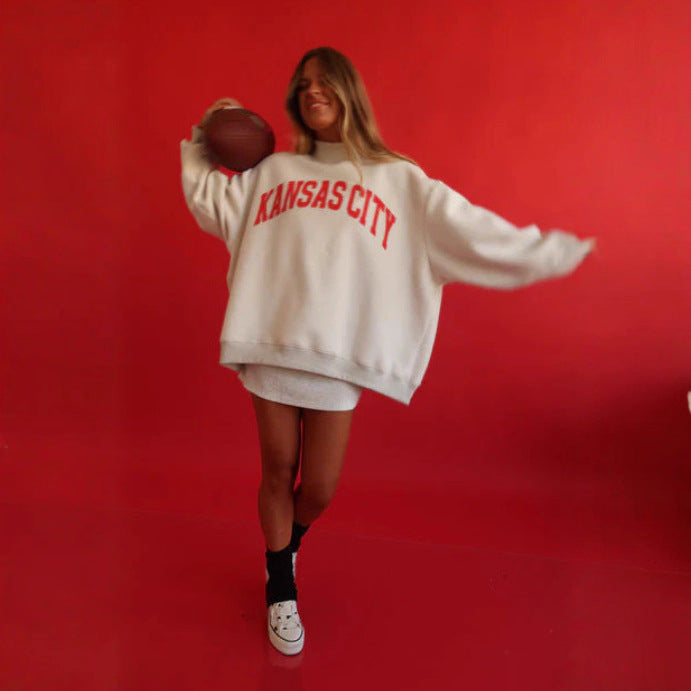 Damen oversized Sweatshirt mit niedlichem Bärenmotiv Drune