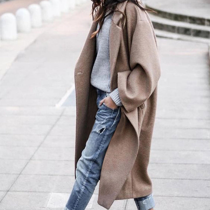 Damen Oversized Wollmantel mit klassischem Revers Drune