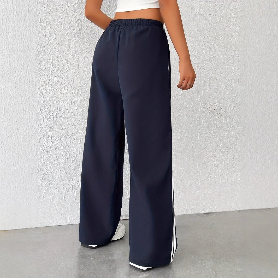 Damen Freizeithosen mit hoher Taille und sportlichen Streifen Drune
