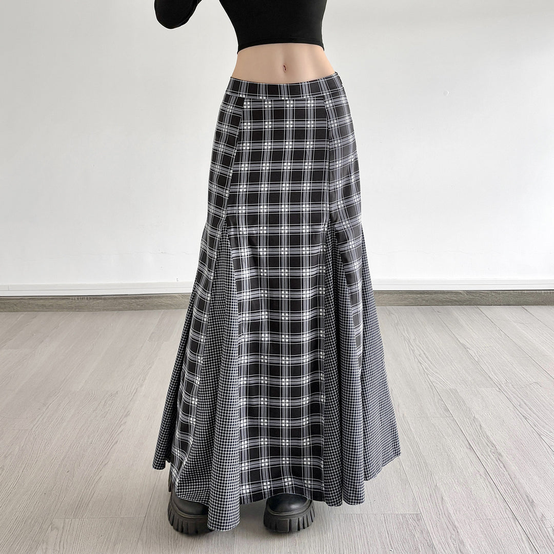 Damen Maxirock mit modernem Karomuster und eleganter Schlitzgestaltung Drune
