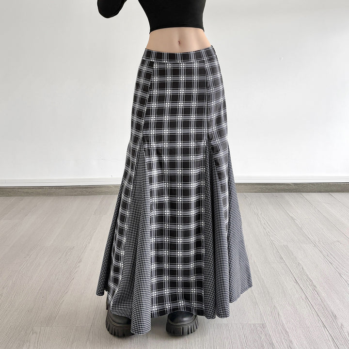 Damen Maxirock mit modernem Karomuster und eleganter Schlitzgestaltung Drune