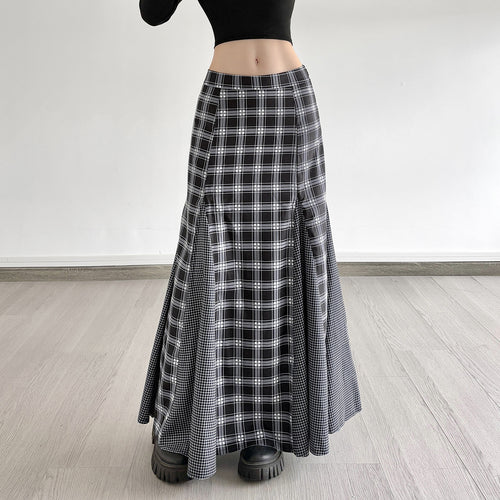 Damen Maxirock mit modernem Karomuster und eleganter Schlitzgestaltung Drune