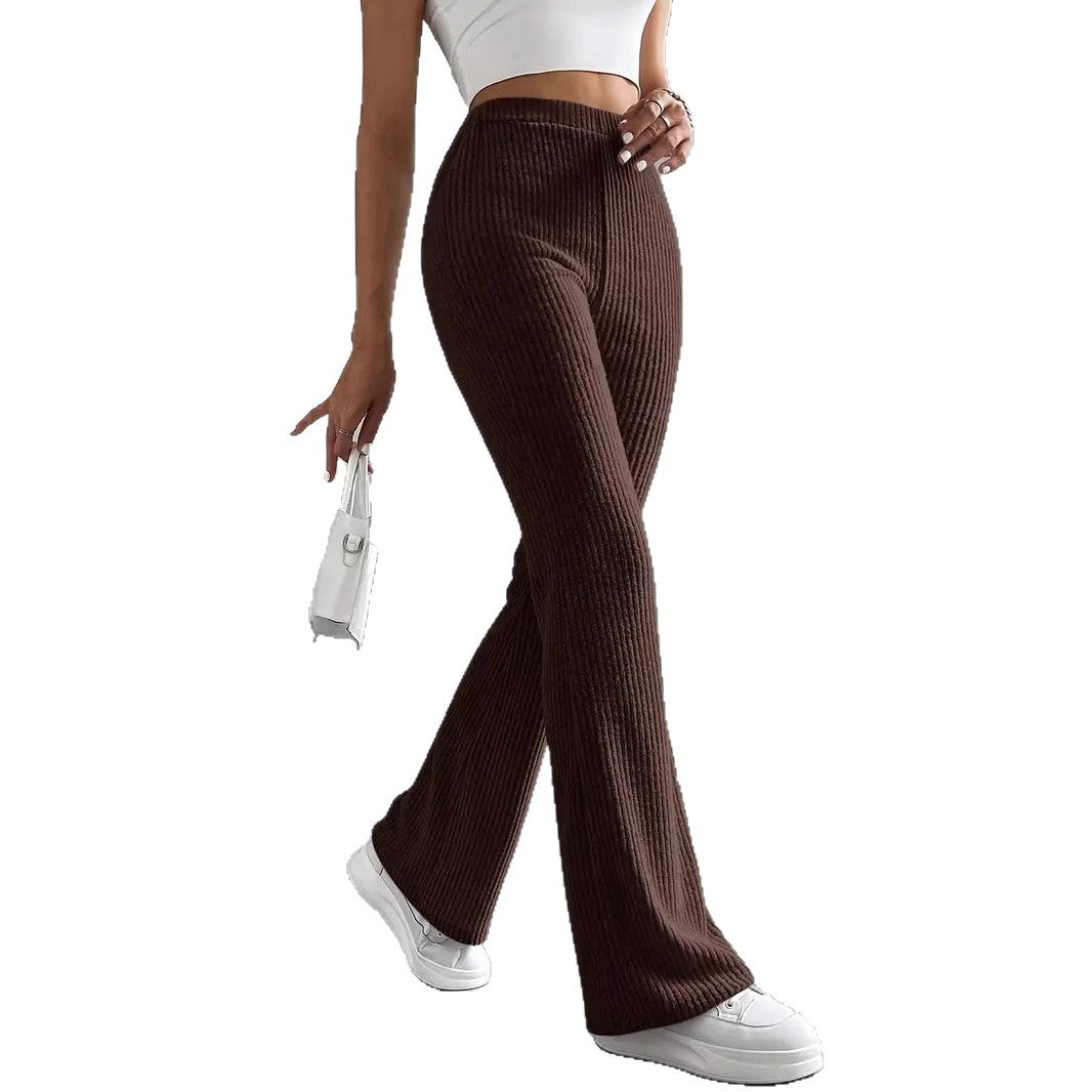 Damen Hochtaillierte Flared-Hose mit Rippstruktur Drune