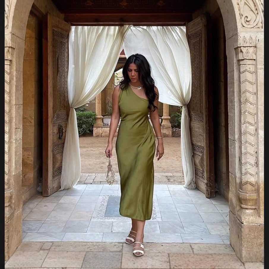 Damen Elegantes asymmetrisches Maxikleid mit sanften Farbverlauf und bequemem Tragekomfort Drune