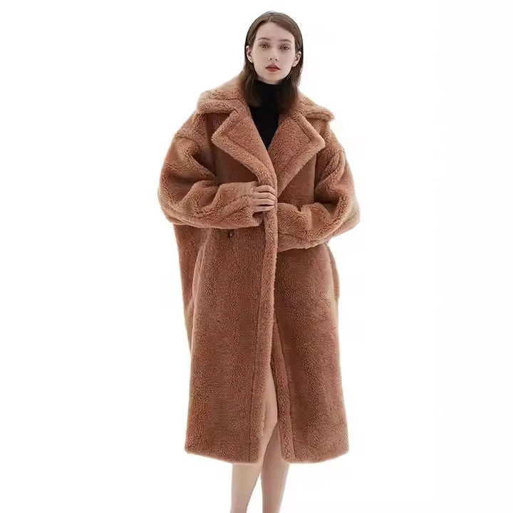 Damen Fleece-Mantel mit doppelter Knopfleiste und trendigem Schnitt Drune