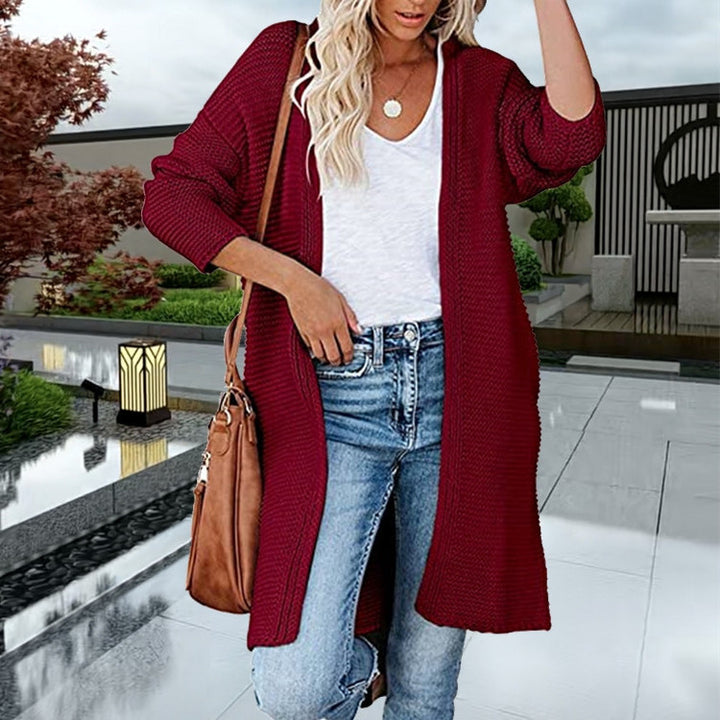 Damen Grobstrick Longcardigan mit lockerer Passform und dekorativen Knöpfen Drune