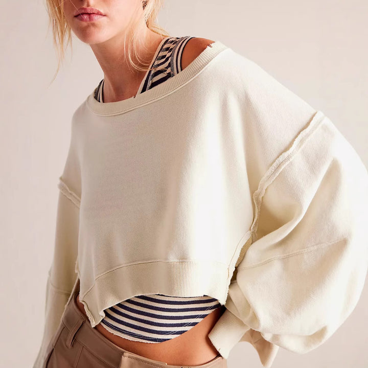 Damen lässiger Oversized-Pullover mit weichen Ärmelabschlüssen und lässigem Schnitt Drune