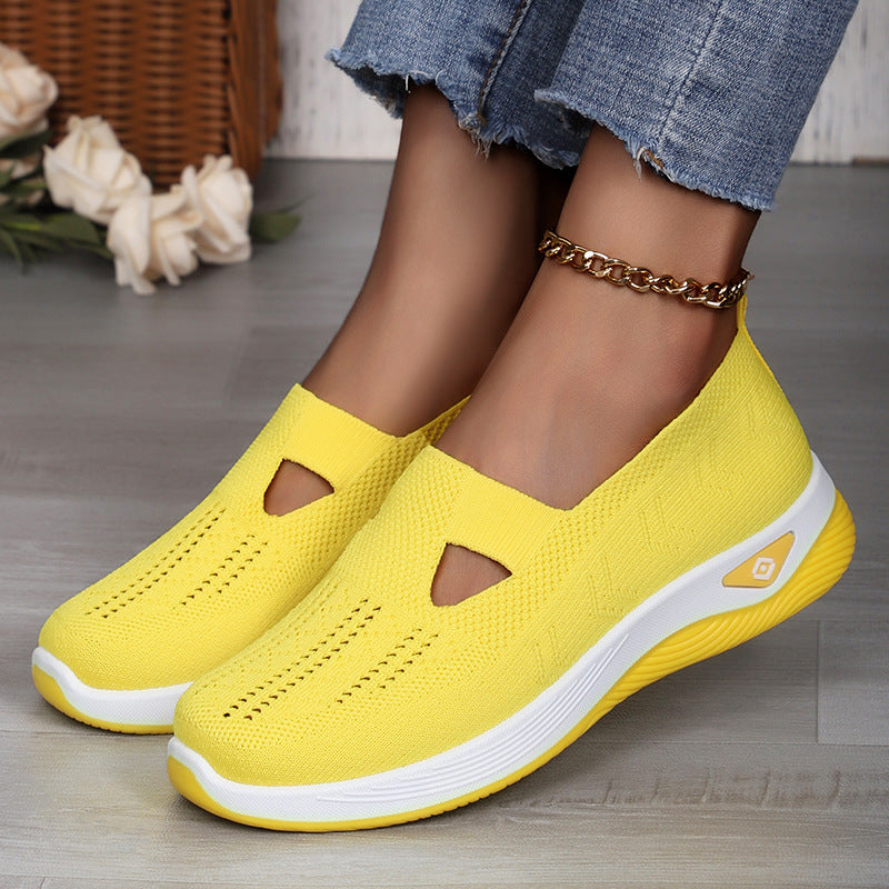 Damen nan leichte atmungsaktive Slip-On Sneaker mit elastischem Strickoberteil und orthopädischer Komfortsohle Drune