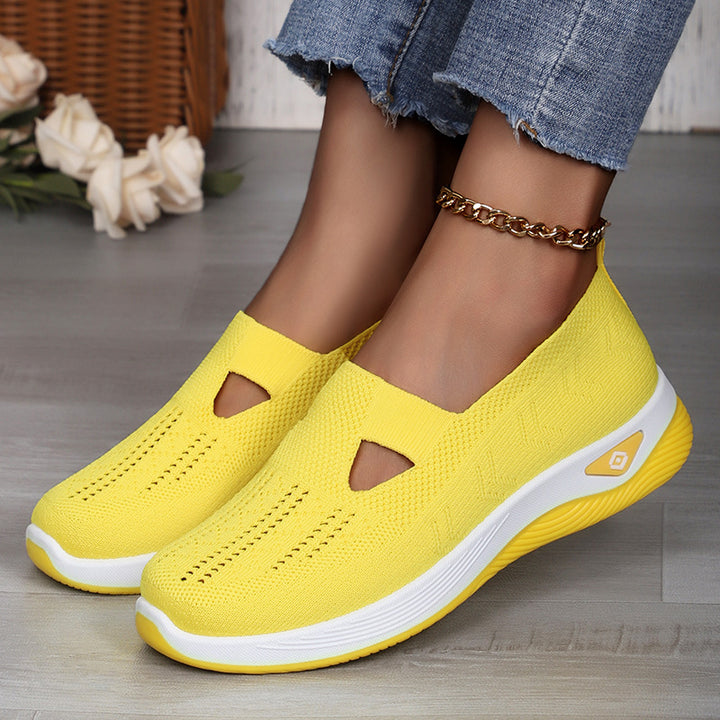 Damen nan leichte atmungsaktive Slip-On Sneaker mit elastischem Strickoberteil und orthopädischer Komfortsohle Drune