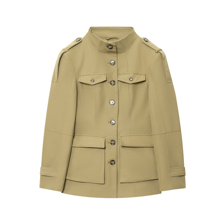 Damen modische Utility-Jacke mit praktischen Taschen und betonten Schulterdetails Drune