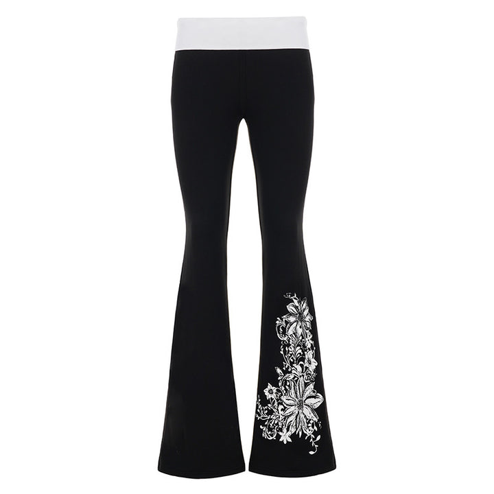 Damen Flared Yoga-Hose mit floralem Druck und hohem Bund Drune