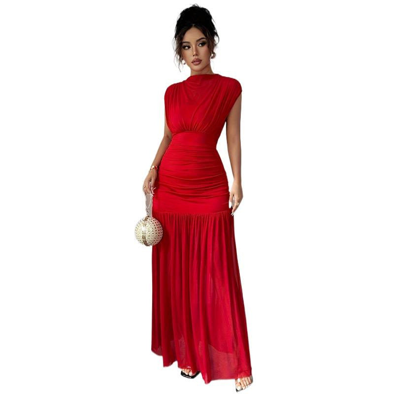 Damen Elegantes Maxikleid mit figurbetontem Schnitt und fließendem Rock Drune