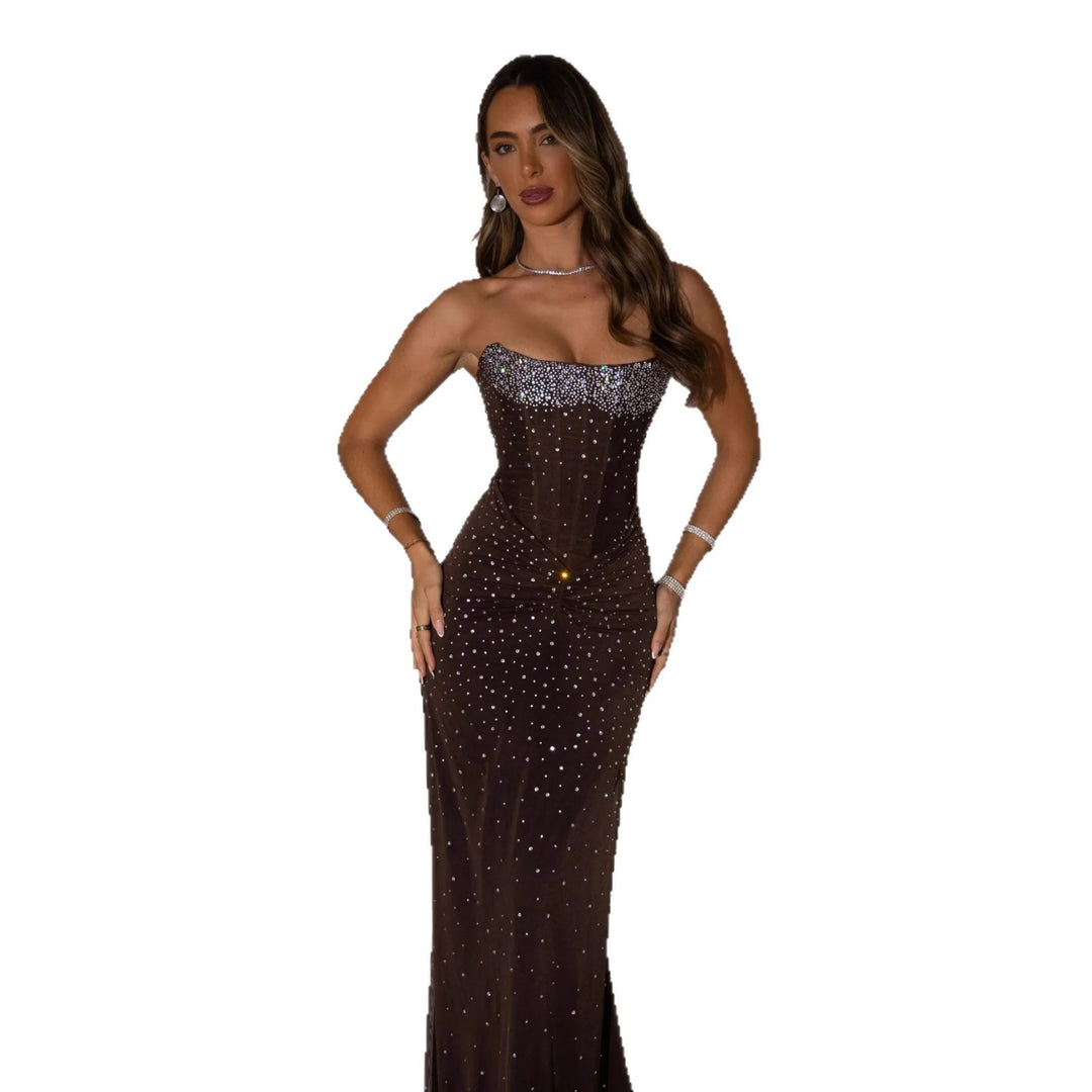 Damen Schimmerndes Abendkleid mit figurbetontem Schnitt und glitzernden Details Drune
