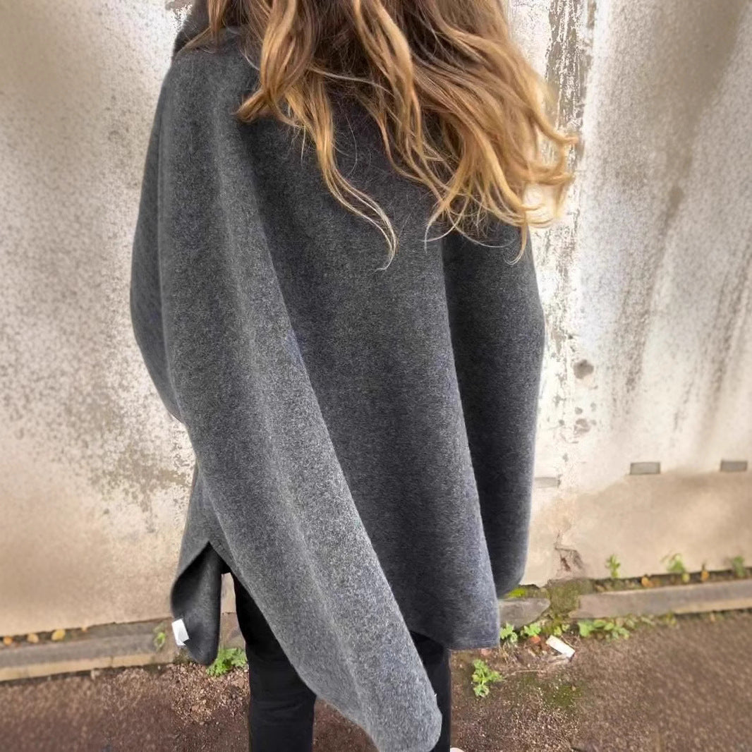 Damen elegante Übergangsjacke mit luxuriösem Kunstpelzkragen Drune