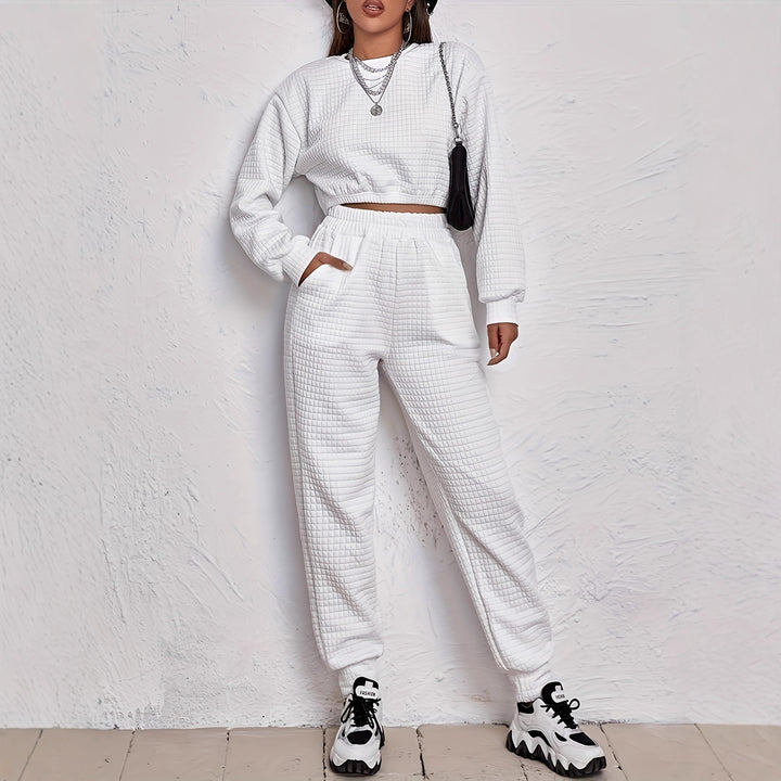 Damen Freizeit-Set mit gestepptem Design und elastischem Taillenbund Drune