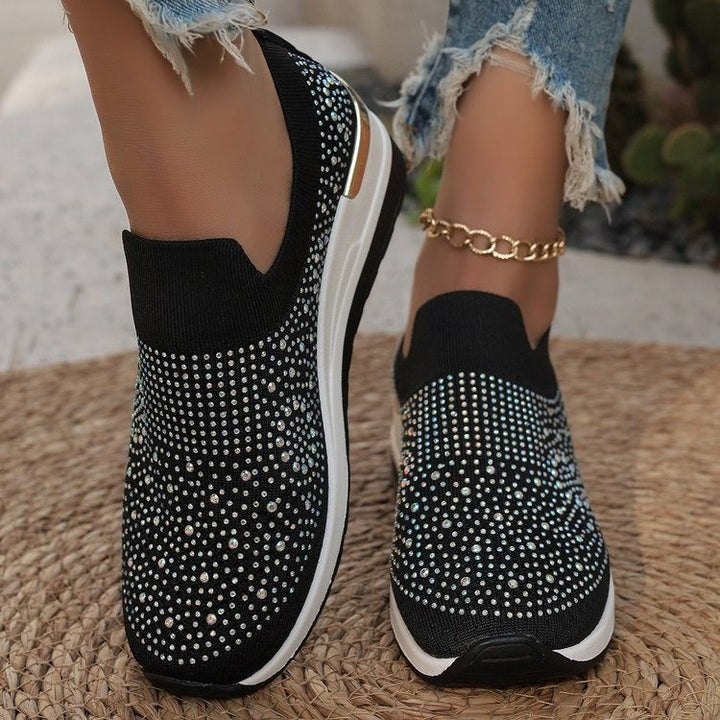 Damen Glitzernde Slip-On Sneakers mit ergonomischer Dämpfung und schockabsorbierender Sohle Drune