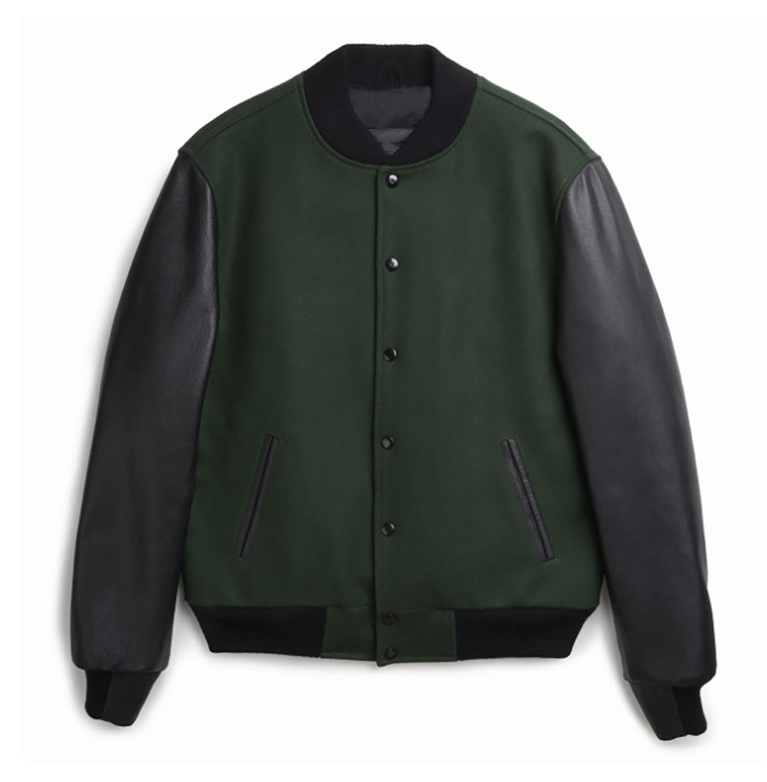 Herren sportliche Collegejacke mit Lederärmeln Drune