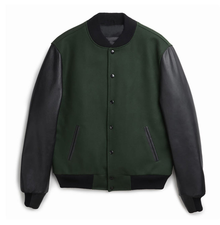 Herren sportliche Collegejacke mit Lederärmeln Drune