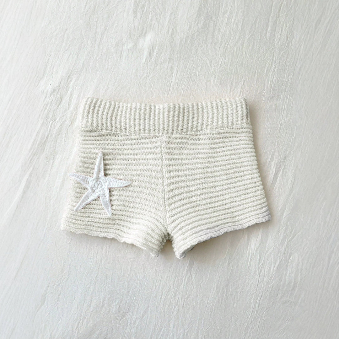 Damen kurze Strickshorts mit maritimer Applikation Drune
