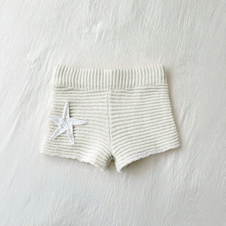Damen kurze Strickshorts mit maritimer Applikation Drune