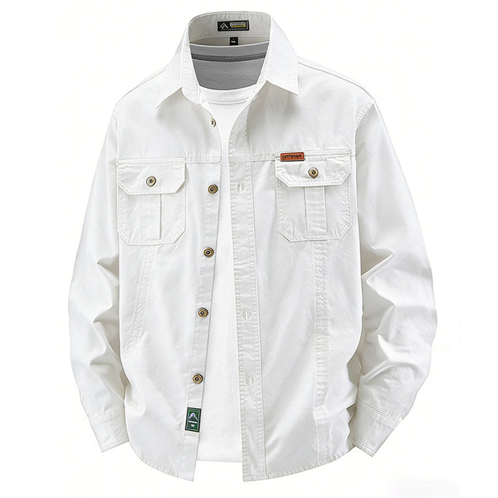 Herren nan leichte Overshirt-Jacke mit Klappbrusttaschen und klassischem Hemdkragen Drune