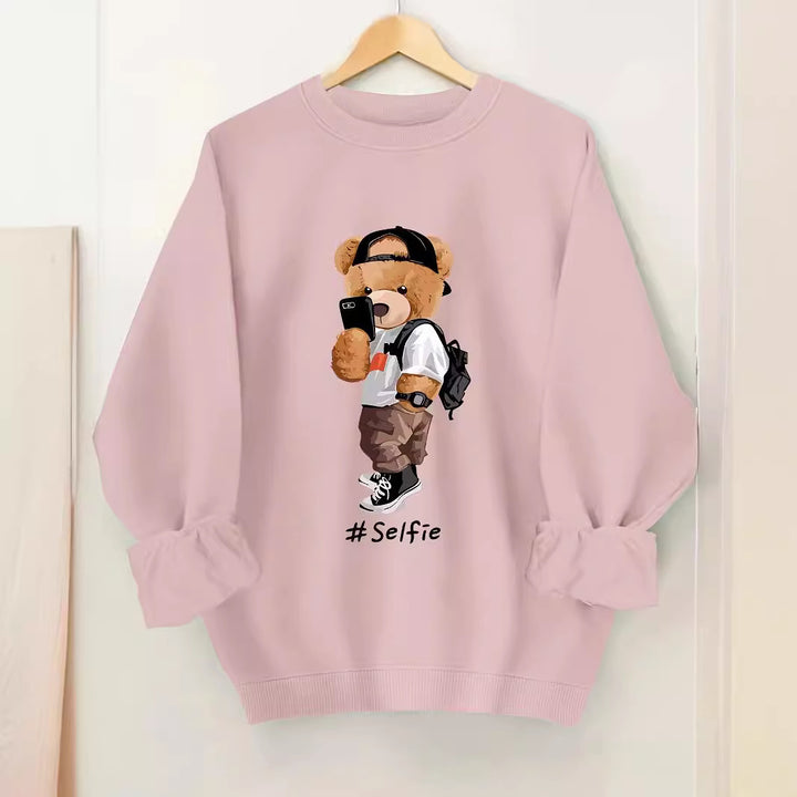 Damen Sweatshirt mit künstlerischem Bärendesign und lässigem Schnitt Drune