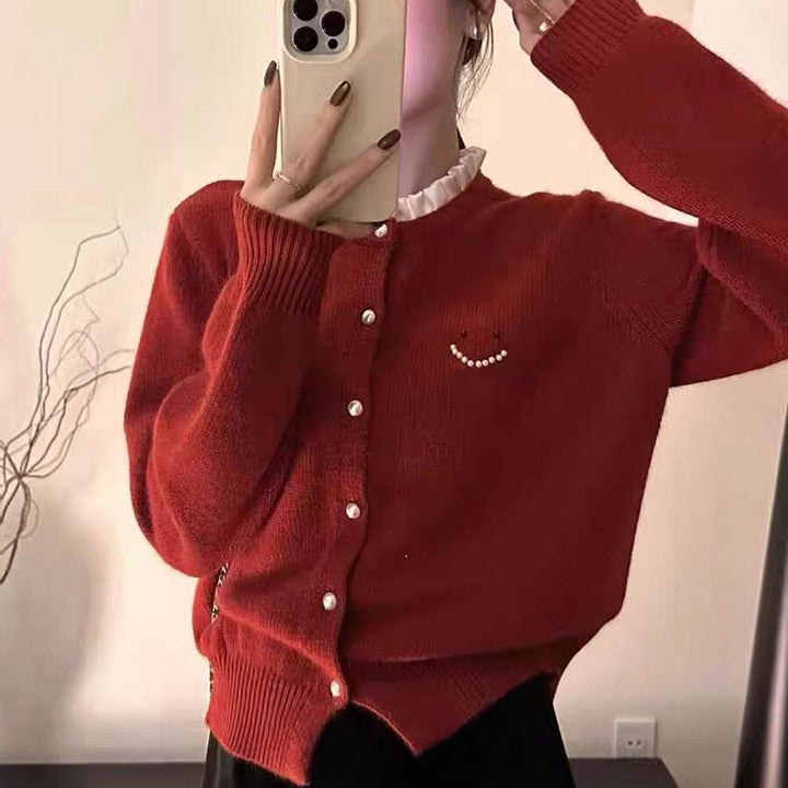 Damen Strickjacke mit Zierknöpfen und festlichem Design Drune
