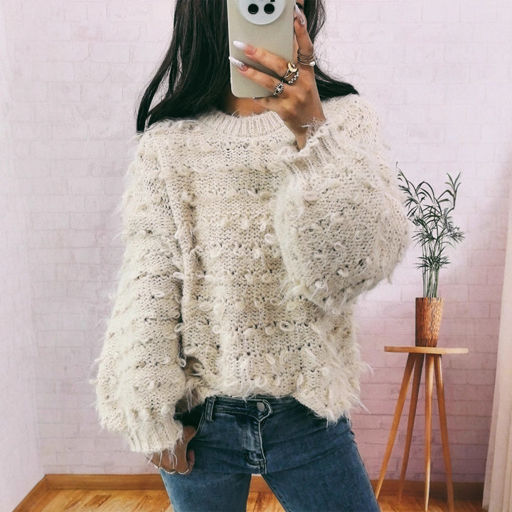 Damen kuscheliger Strickpullover mit strukturierter Oberfläche Drune