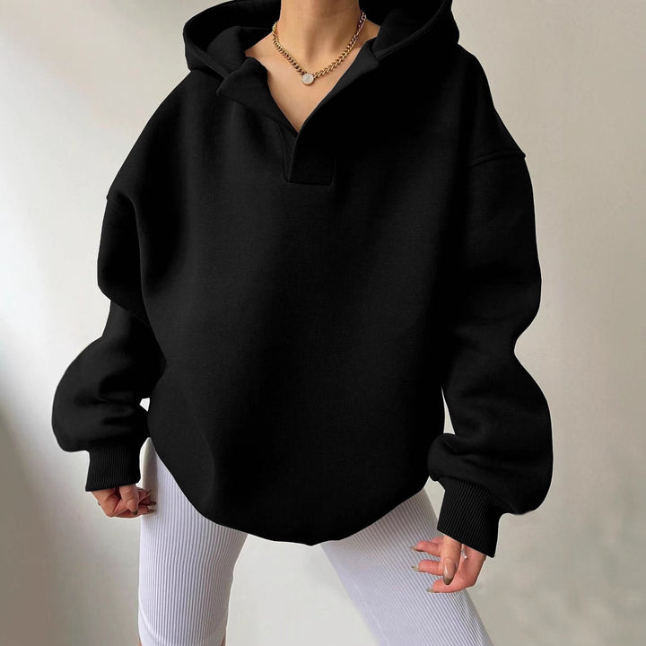 Damen Oversized Kapuzenpullover mit einzigartigem Kragen Drune