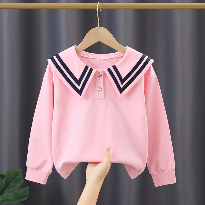 Damen Matrosenbluse mit modernem Kragen und Knopfdetails Drune