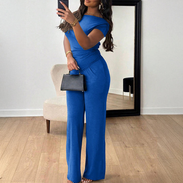 Damen Eleganter Overall mit Wickeldesign und weitem Bein Drune