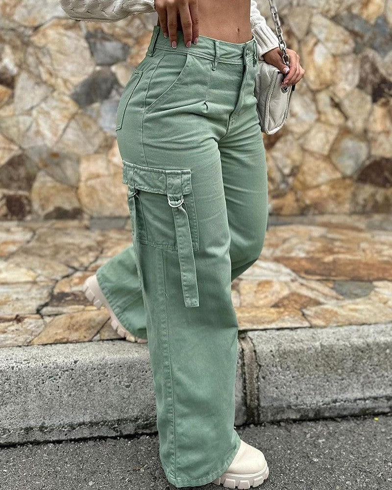 Damen Modische Cargo-Hose mit vielseitigen Taschen und lässigem Schnitt Drune