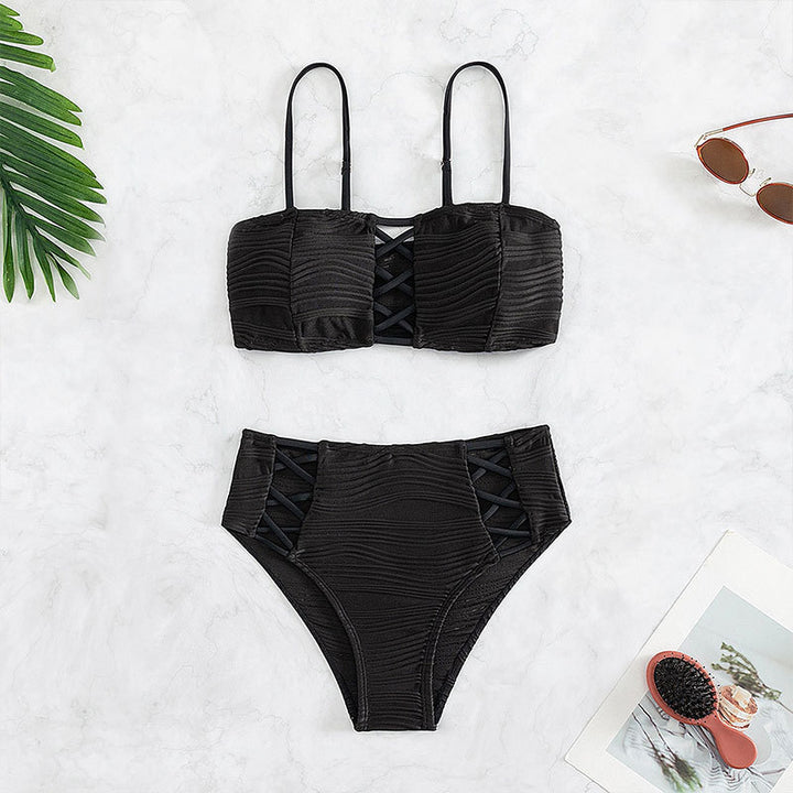 Damen Hochgeschnittener Wickelbikini mit Raffung Drune