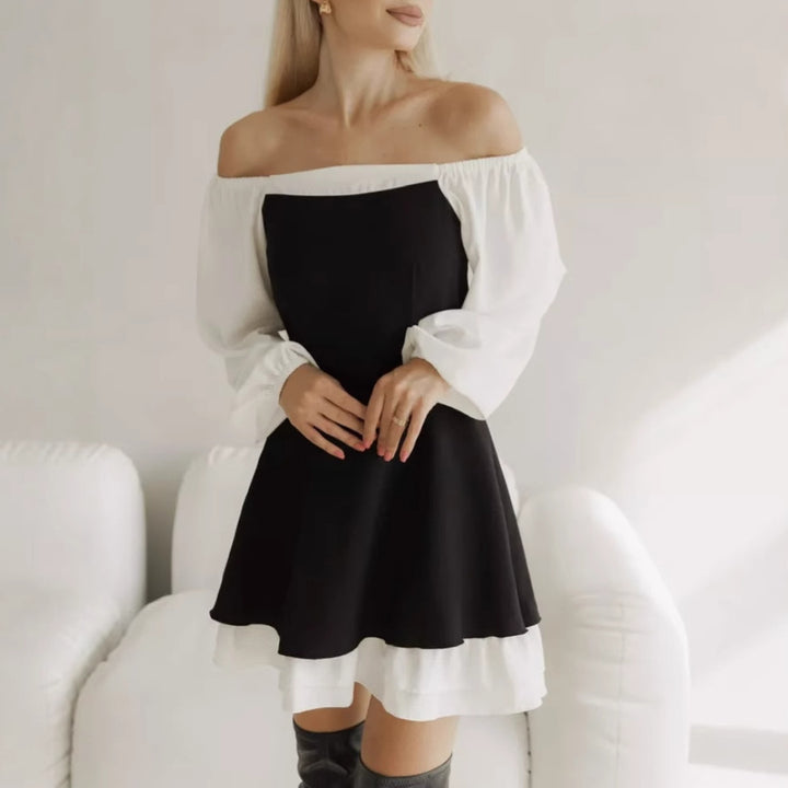 Damen Minikleid mit voluminösen Ärmeln und schwingendem Rock Drune